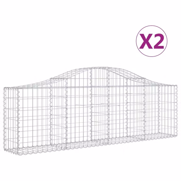 Cesti Gabbioni ad Arco 2 pz 200x30x60/80 cm Ferro Zincato