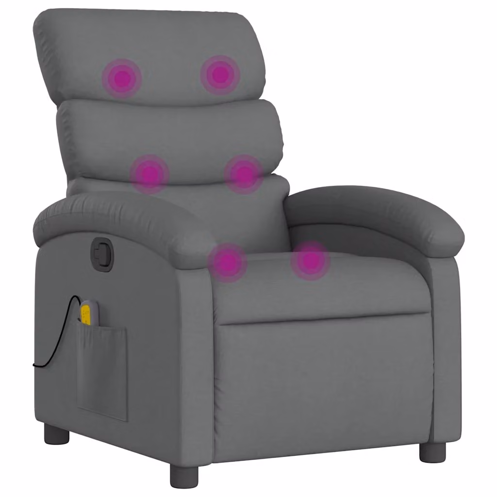 Poltrona Reclinabile Relax vidaXL in Tessuto Grigio con Braccioli e Struttura in Metallo e Legno – 2