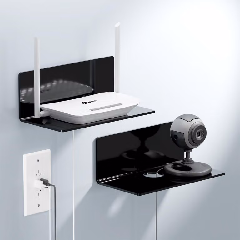 Set di 2 mensole da parete, adesive, senza necessità di foratura, larghezza 23 cm