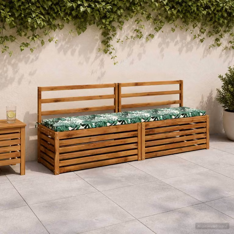 Cuscino per panchina vidaXL SOEST verde con motivo a foglie, in poliestere e schiuma, con rivestimento rimovibile e resistente ai raggi UV