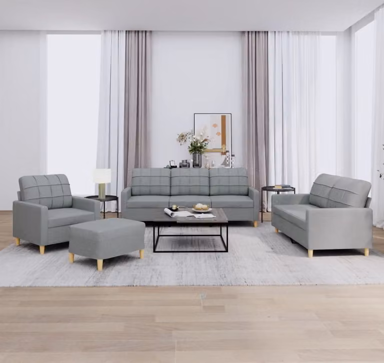 Maison Exclusive - Set divano 4 pezzi con cuscini in tessuto grigio chiaro