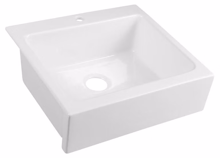 Lavello in Vetroceramica ARYA con foro per rubinetto 66x62cm, bianco