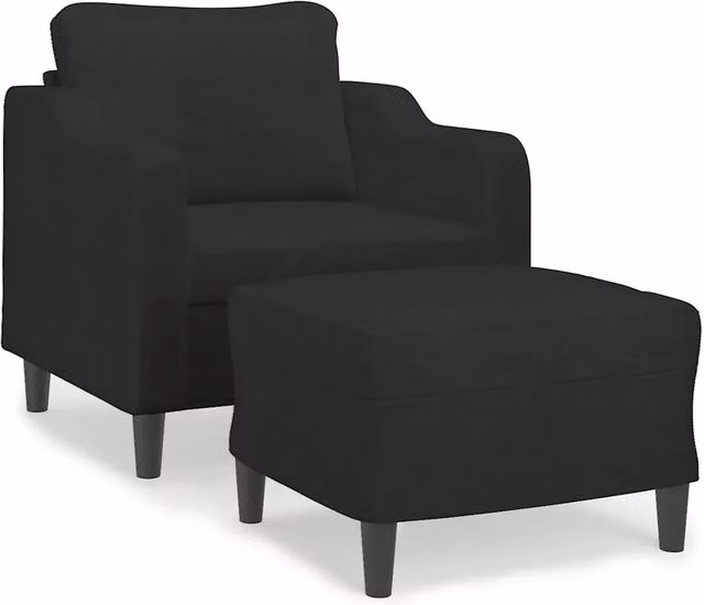 Poltrona | Sedia Relax con Poggiapiedi Nero 60 cm in Tessuto