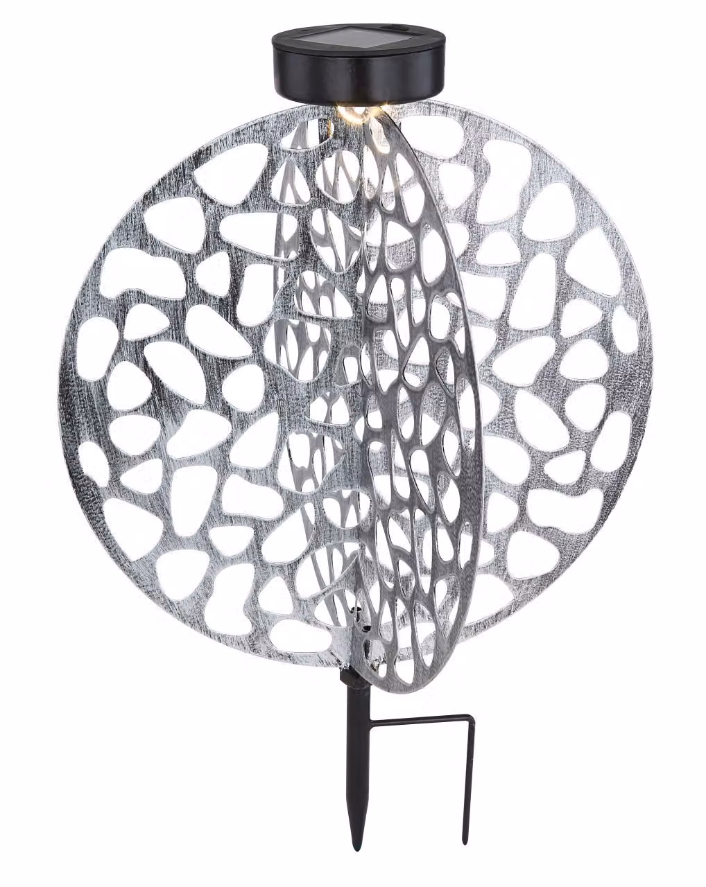 Globo luce solare in metallo color argento, 1Xled