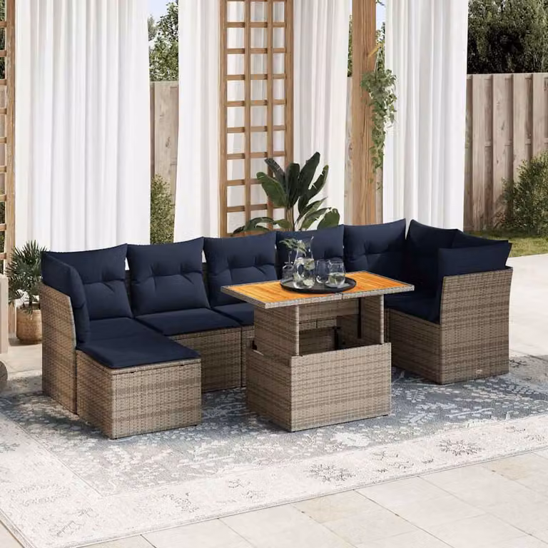 Maison Exclusive - Set Divano da Giardino 8 pz con Cuscini Grigio in Polyrattan