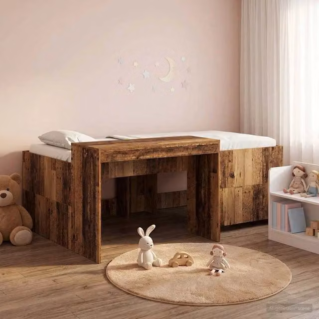 Letto alto per bambini con scrivania Legno antico 3422681