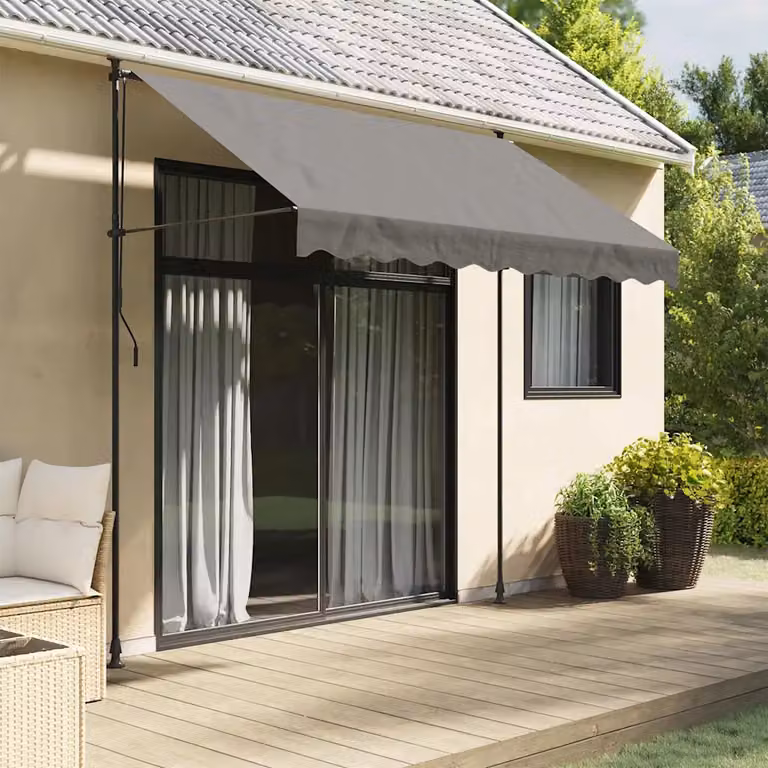 vidaXL Tenda da Sole Retrattile con Bracci Pieghevoli in Acciaio e Tessuto in Poliestere, Colore Antracite, L: 250 cm, P: 150 cm