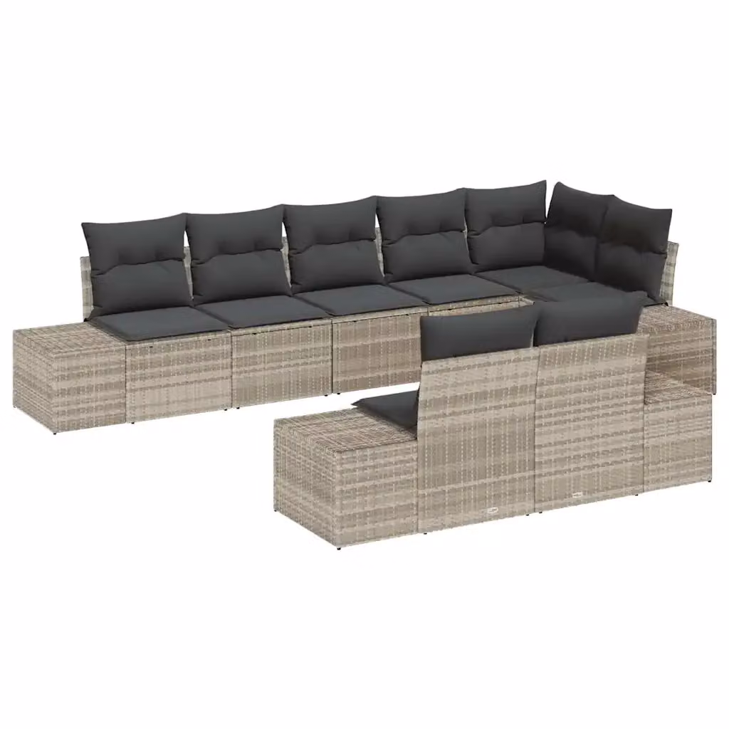 Set Divano da Giardino a Forma di U vidaXL 8 Pezzi Grigio con Cuscini e Struttura in Metallo e Legno di Acacia – 2