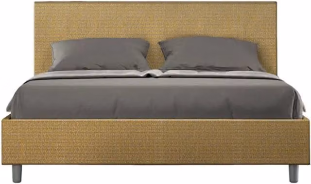 Letto matrimoniale con rete imbottito 160x190 tessuto Labirinto 6 giallo Adele