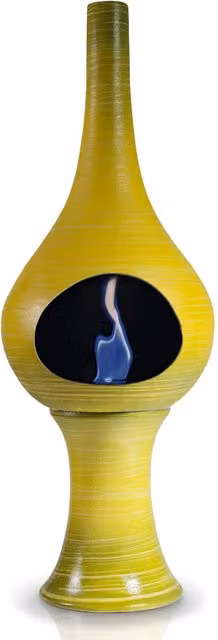 Camino a Bioetanolo da Pavimento in Ceramica 35x95 cm Ferazzoli Flute Giallo Millerighe