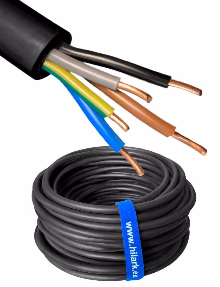 Cavo interrato NYY-J, sezione 5x6 mm², lunghezza 20 metri, conduttore in rame, monofilo, guaina in PVC, 600/1000V, tipo YKY