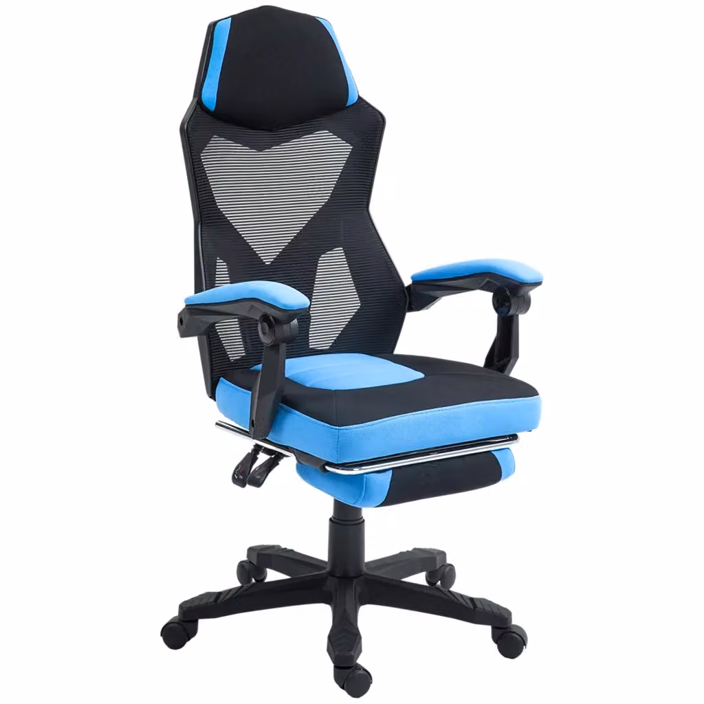 Sedia Gaming Xylo con Poggiapiedi Regolabile e Schienale Reclinabile Blu e Nero – 2