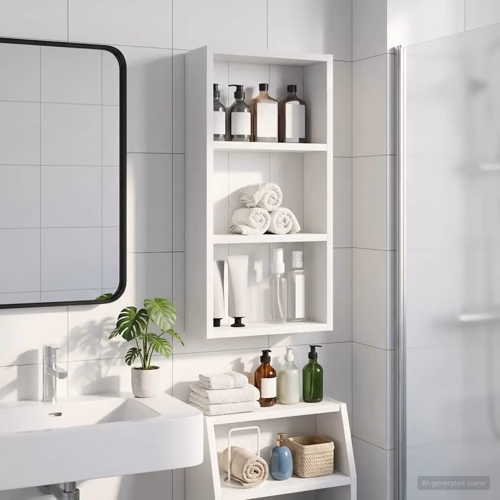 vidaXL Armadio da bagno a muro Bianco 30 x 10 x 60,5 cm