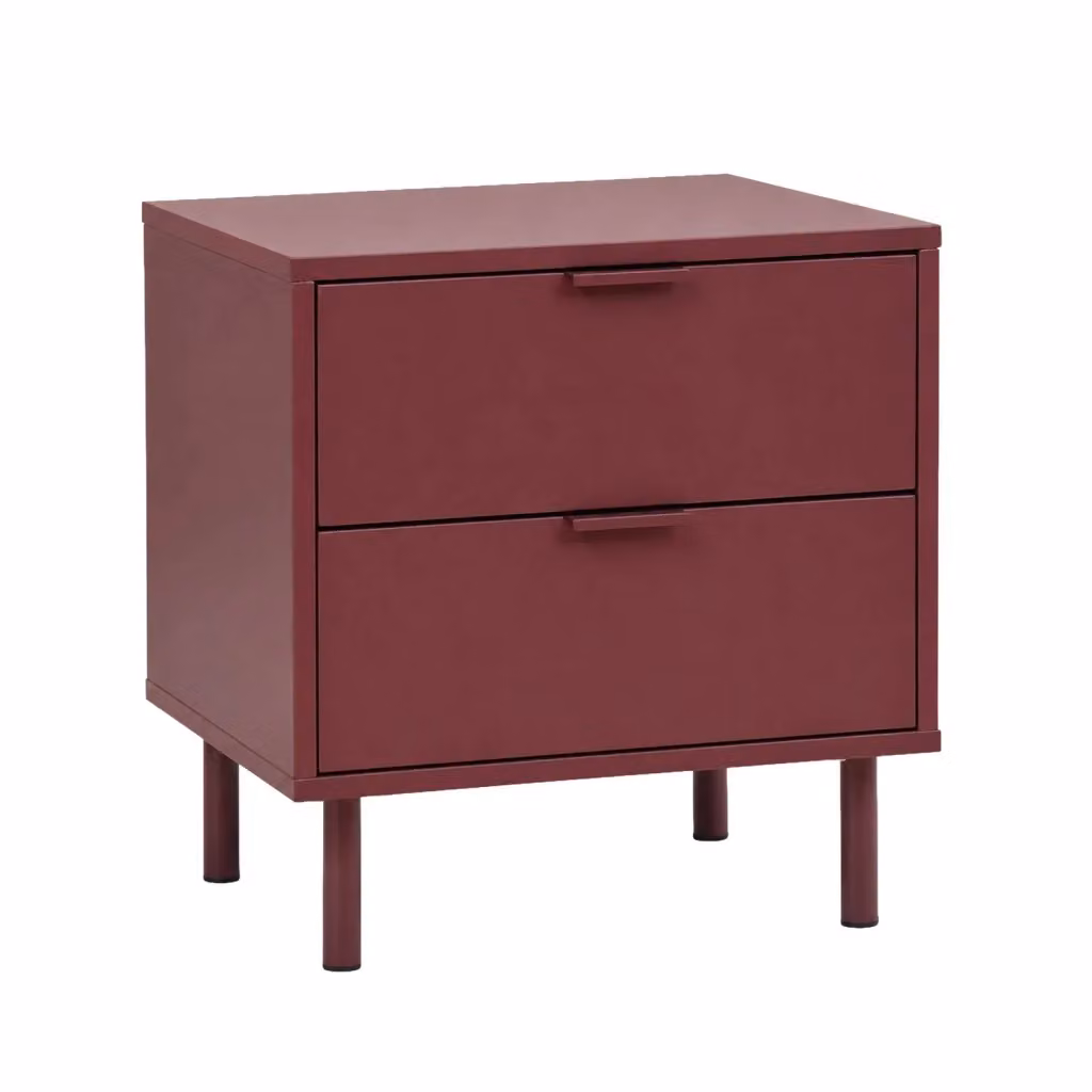 Set di 2 comodini moderni SWEEEK in legno e metallo, colore rosso opaco – 2