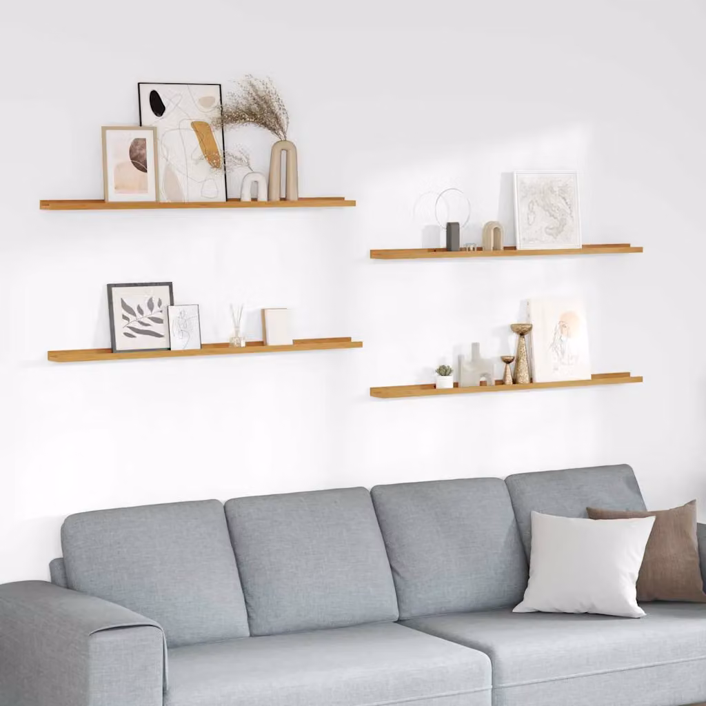 Set di 4 Scaffali da parete vidaXL in MDF Beige L: 115 cm, P: 9 cm, H: 3 cm