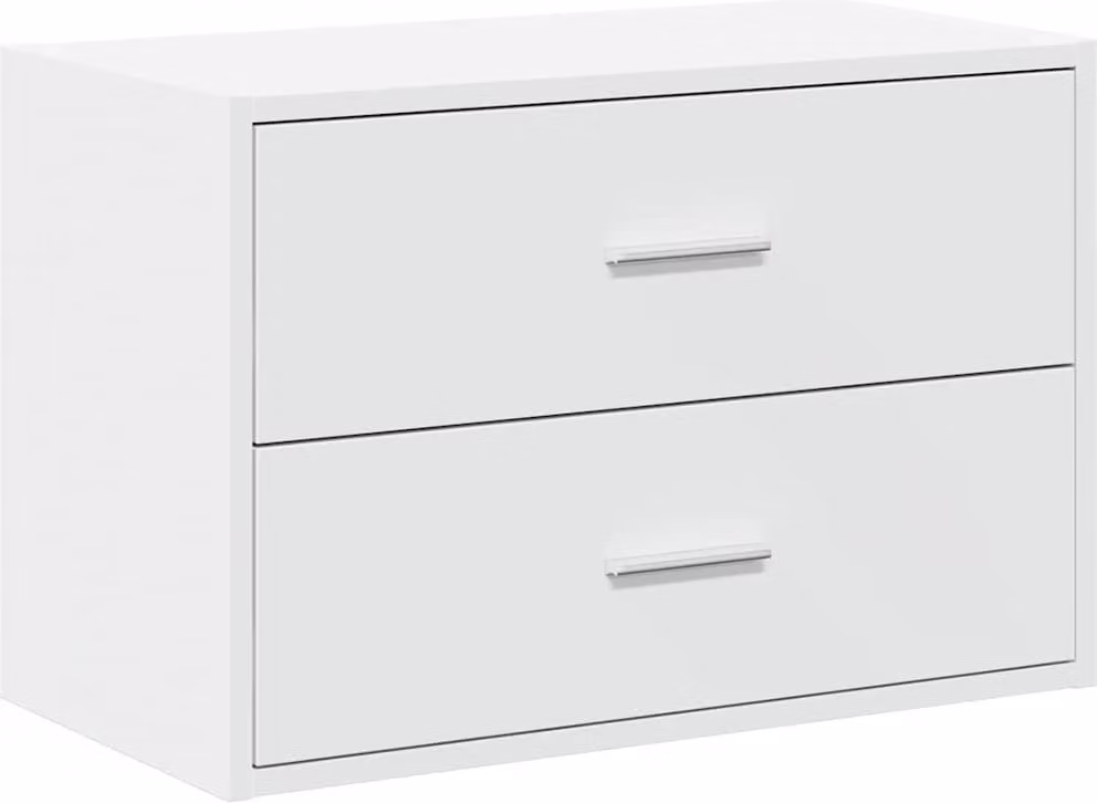 Armadio con 2 Cassetti Bianco 60x31x40 cm in Legno Multistrato