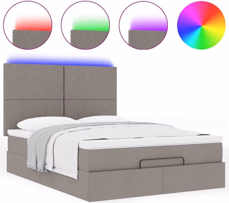 Struttura Letto Pouf con Materasso Tortora 140x200cm in Tessuto