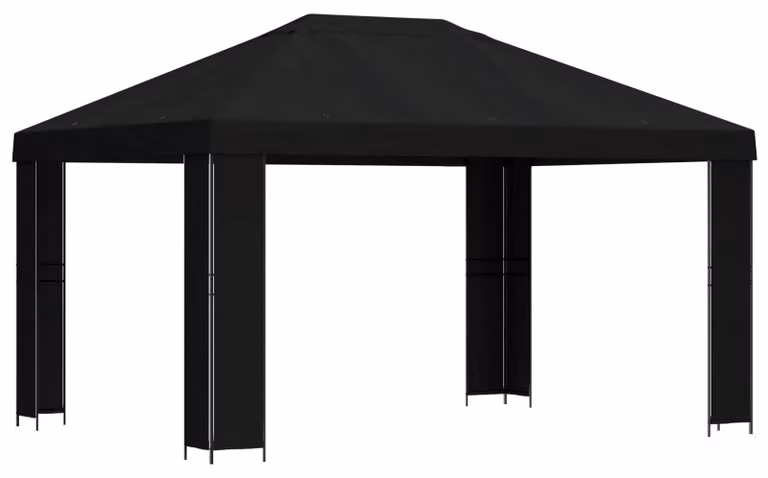 Gazebo 4 × 3 m Nero Poliestere e Acciaio 190 gsm