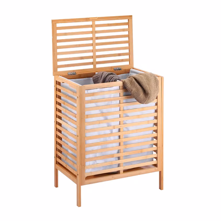 Mobiletto Portabiancheria VESTIAMO CASA Linea Bamboo con 2 Scomparti, H 71 x L 53 x P 35 cm