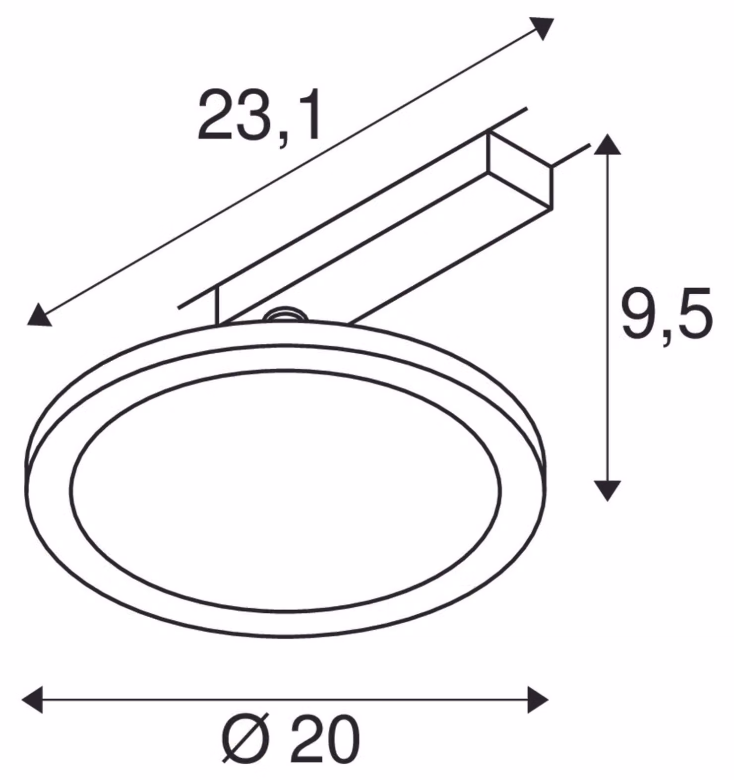 Pannello LED Spot Nero Binario Rotondo Ø 20cm 1-circuito Bianco