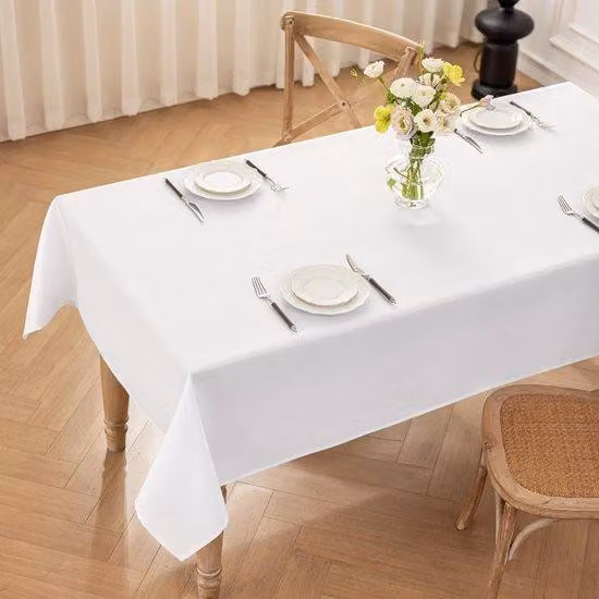 Tovaglia impermeabile bianca, 100x140 cm, in poliestere, leggermente idrorepellente con effetto loto, resistente ai graffi per uso domestico, matrimoni, feste
