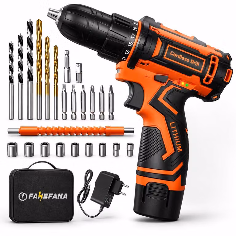 Trapano avvitatore a batteria da 12 V - Coppia di 25 Nm - Batteria da 2,0 Ah - Ideale per manutenzione e fai-da-te