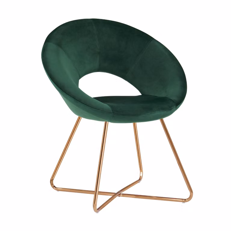 Duhome sedia da sala da pranzo sedia da toilette sedia da soggiorno poltrona in velluto sedia da cucina sedia imbottita con gambe in metallo dorato, verde scuro