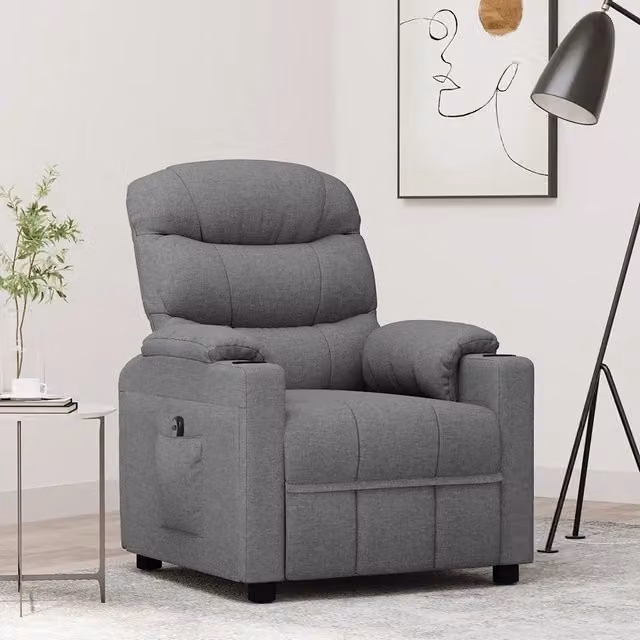 Poltrona Elettrica Reclinabile Grigio Chiaro in Tessuto 3143491