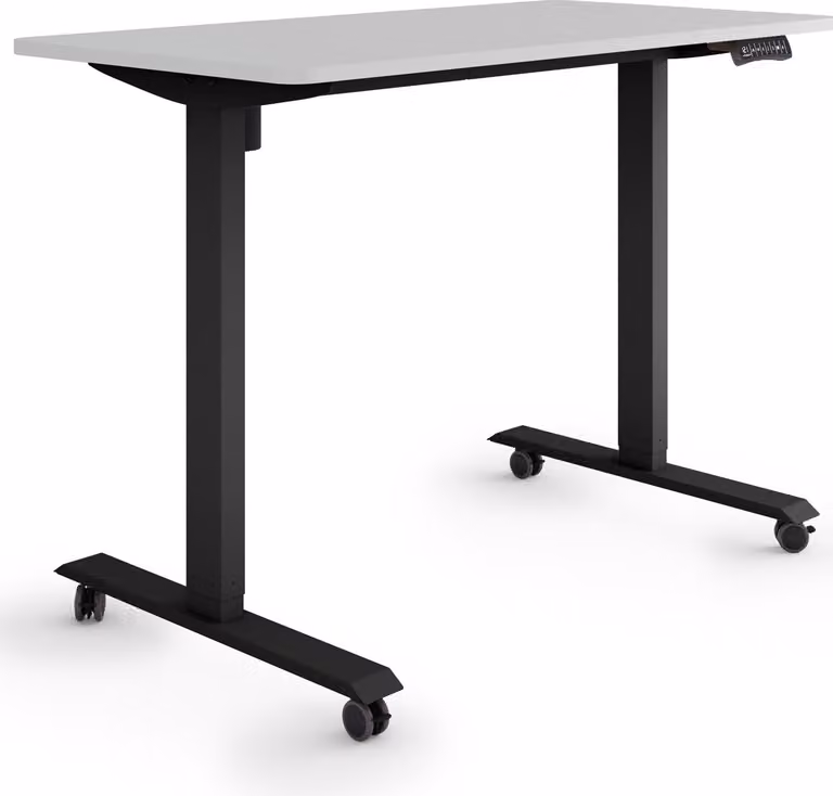 ESMART Germany ETX-121BG 120 x 60 cm Grigio chiaro Scrivania ergonomica in piedi/seduta su rotelle Regolabile elettricamente in altezza in modo continuo 78,5 - 128,5 cm 3x memoria Porta di ricarica USB Promemoria attività