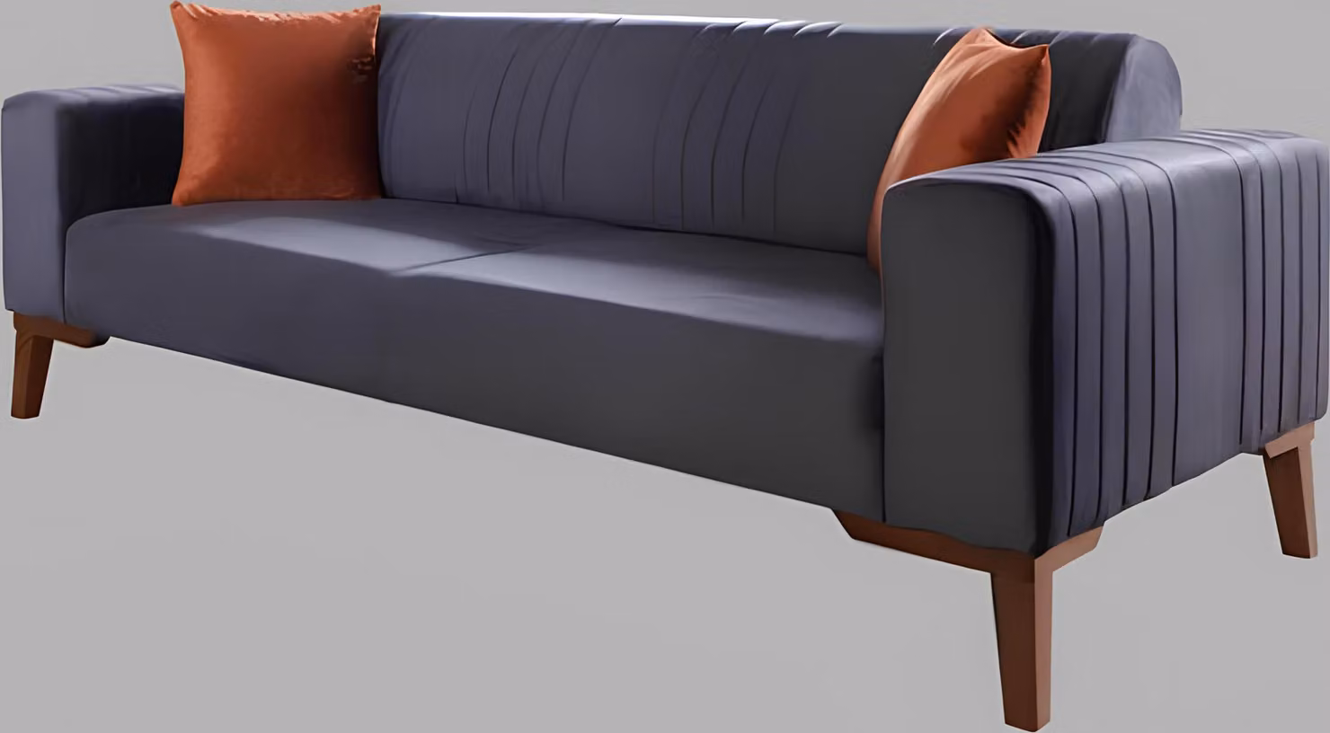 Grau Dreisitzer Couch Couchen Sofa Elegante Sitzmöbel Sofa Wohnzimmer Samt