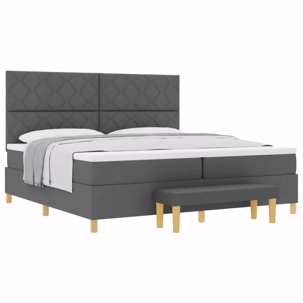 Letto a molle con testiera vidaXL in tessuto grigio L: 200 cm, P: 200 cm, H: 128 cm – 3