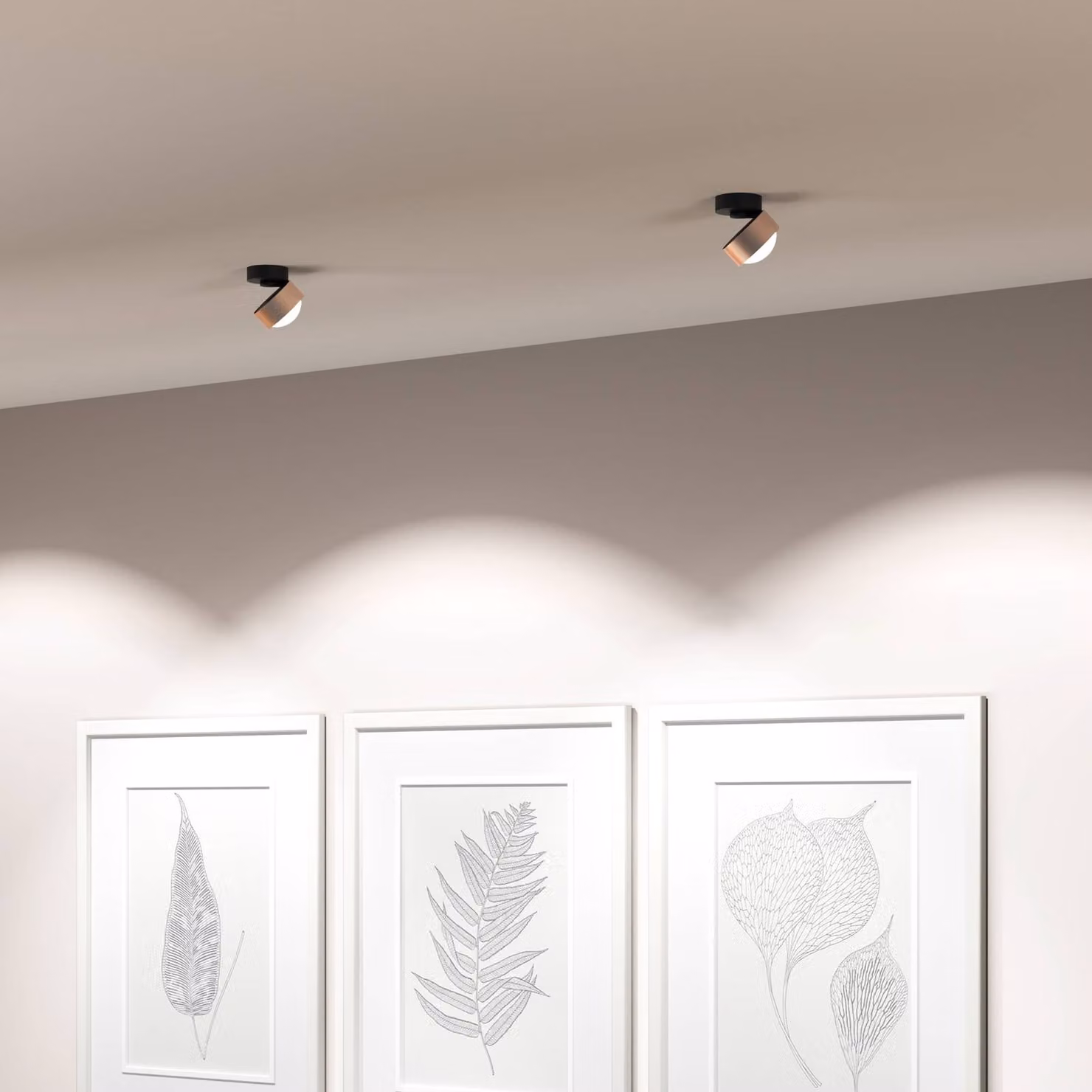 Top Light Puk! 80 Move spot LED lente satinata rame/nero Move, dimmerabile, Rame, Soggiorno / Sala da pranzo, Alluminio, Moderno