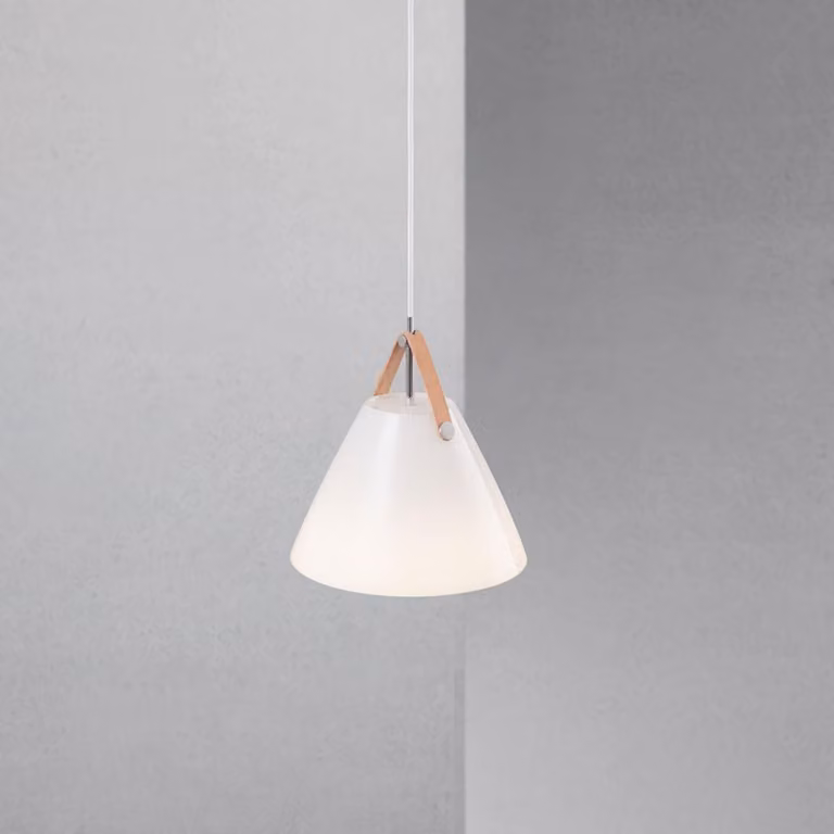 Lampada a sospensione a cinghia Lampada a sospensione Ø 27 cm bianco opale/pelle