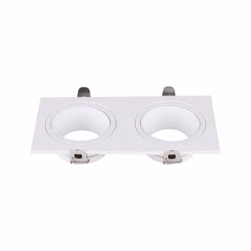 V-TAC Portafaretto LED Doppio da Incasso Rettangolare 2*GU10 in Policarbonato e Ferro Colore Bianco