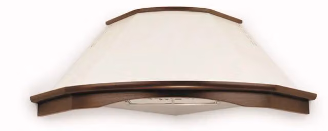 Cappa cucina ad angolo rustica BELLA IPERBRIKO con cornice in legno, colore bianco e marrone, con display LED e aspirazione, L: 105 cm, P: 57,5 cm, H: 54 cm