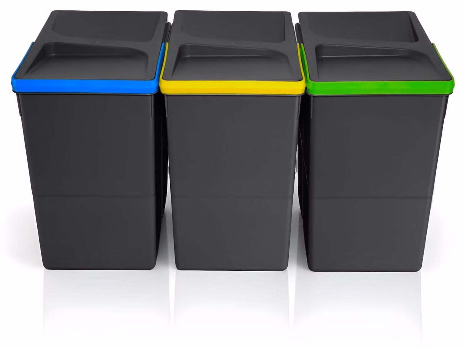 Set di 3 contenitori per la raccolta differenziata, capacità 20 litri, colore antracite
