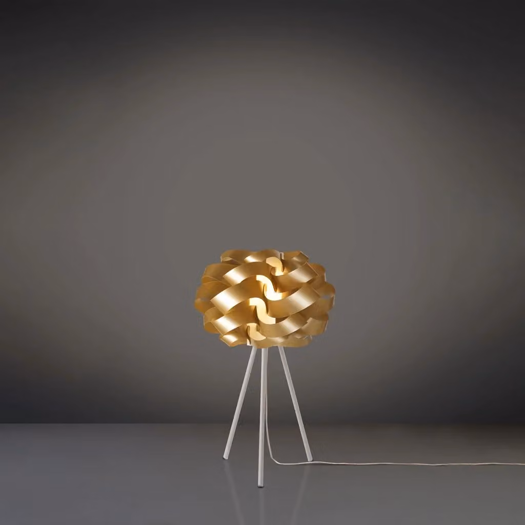 Lampada da scrivania moderna Cloud Polilux Linea Zero in metallo e plastica, colore oro e bianco, con attacco E27 – 2