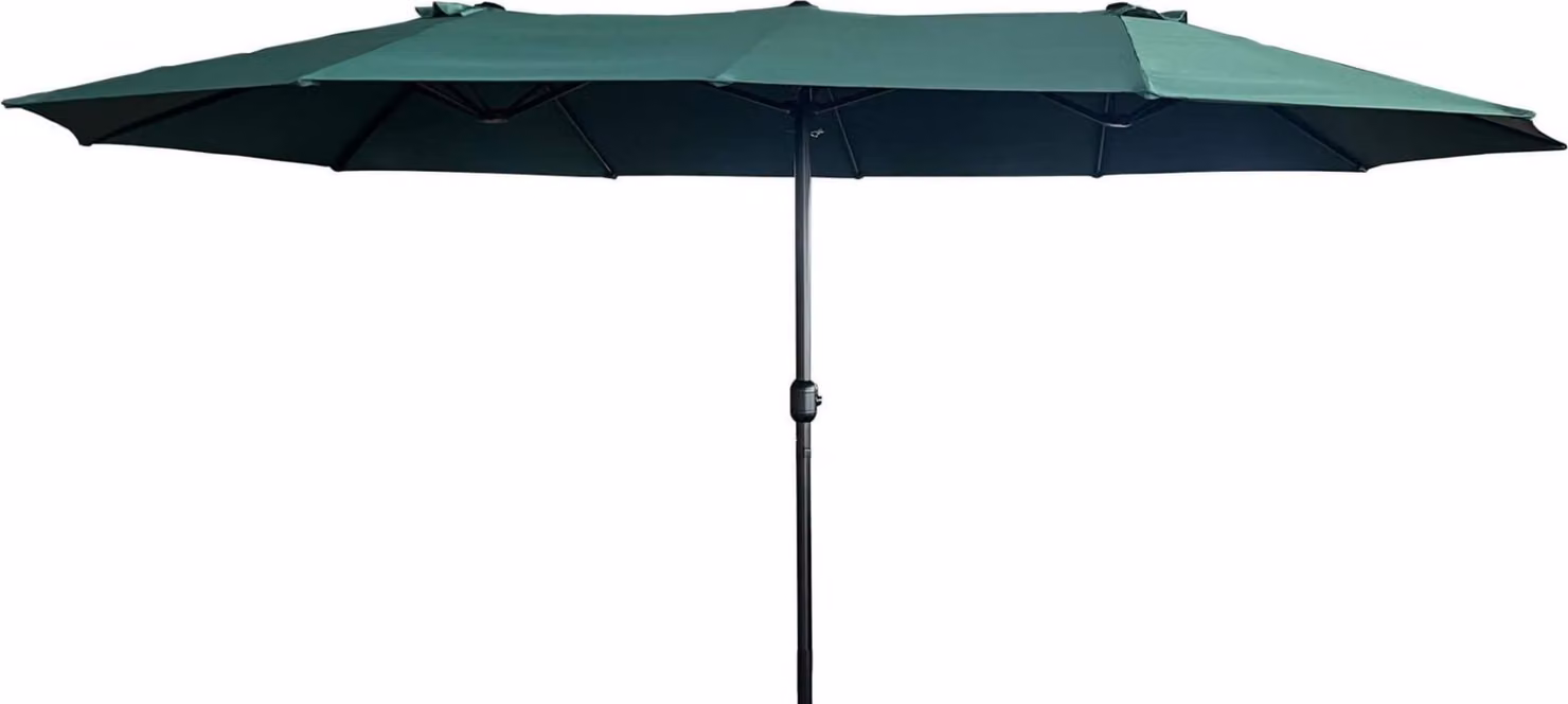 raumhirsch, ombrellone doppio XXL, 460x270 cm. Ombrellone da mercato, ombrellone con manovella, ombrellone da giardino. Impermeabile, protezione UV. Grande, verde