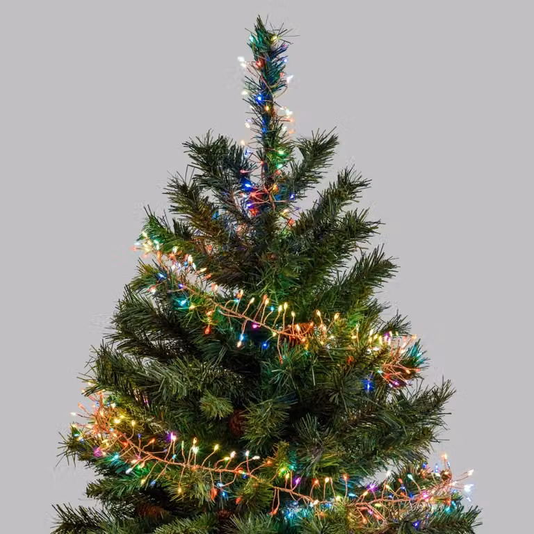 Luci di Natale MicroLED IPERBRIKO Multicolore con 1200 LED e Cluster da 8 cm, Lunghezza 4+6 m