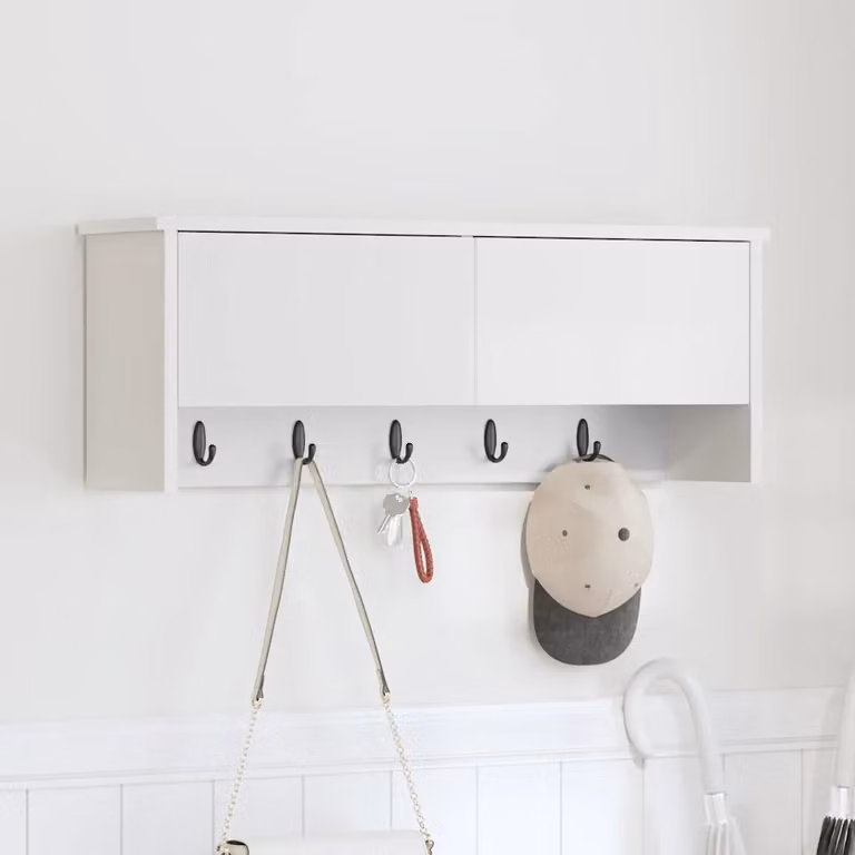 vidaXL Appendiabiti a muro moderno in MDF bianco L: 80 cm, P: 20 cm, H: 30 cm