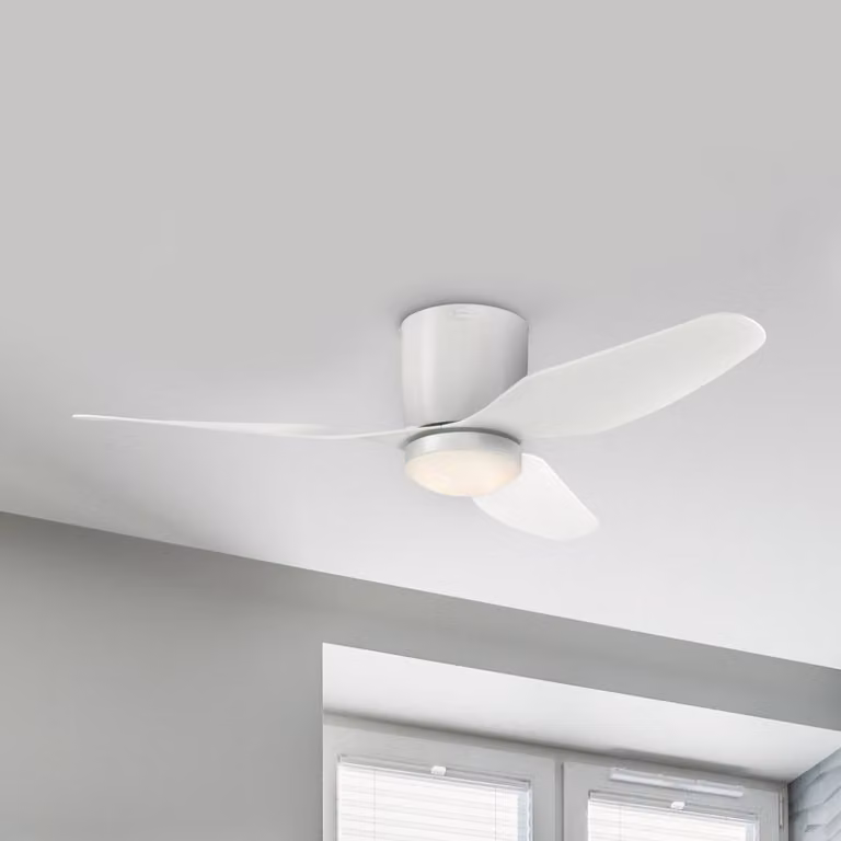 Westinghouse Ventilatore da soffitto LED Carla, silenzioso, 117 cm, bianco dimmerabile, Bianco / Opale, Soggiorno / Sala da pranzo, Plastica, Moderno