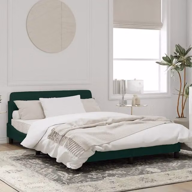 Letto con giroletto Dover verde in velluto vidaXL L 140 x P 190 cm – 1