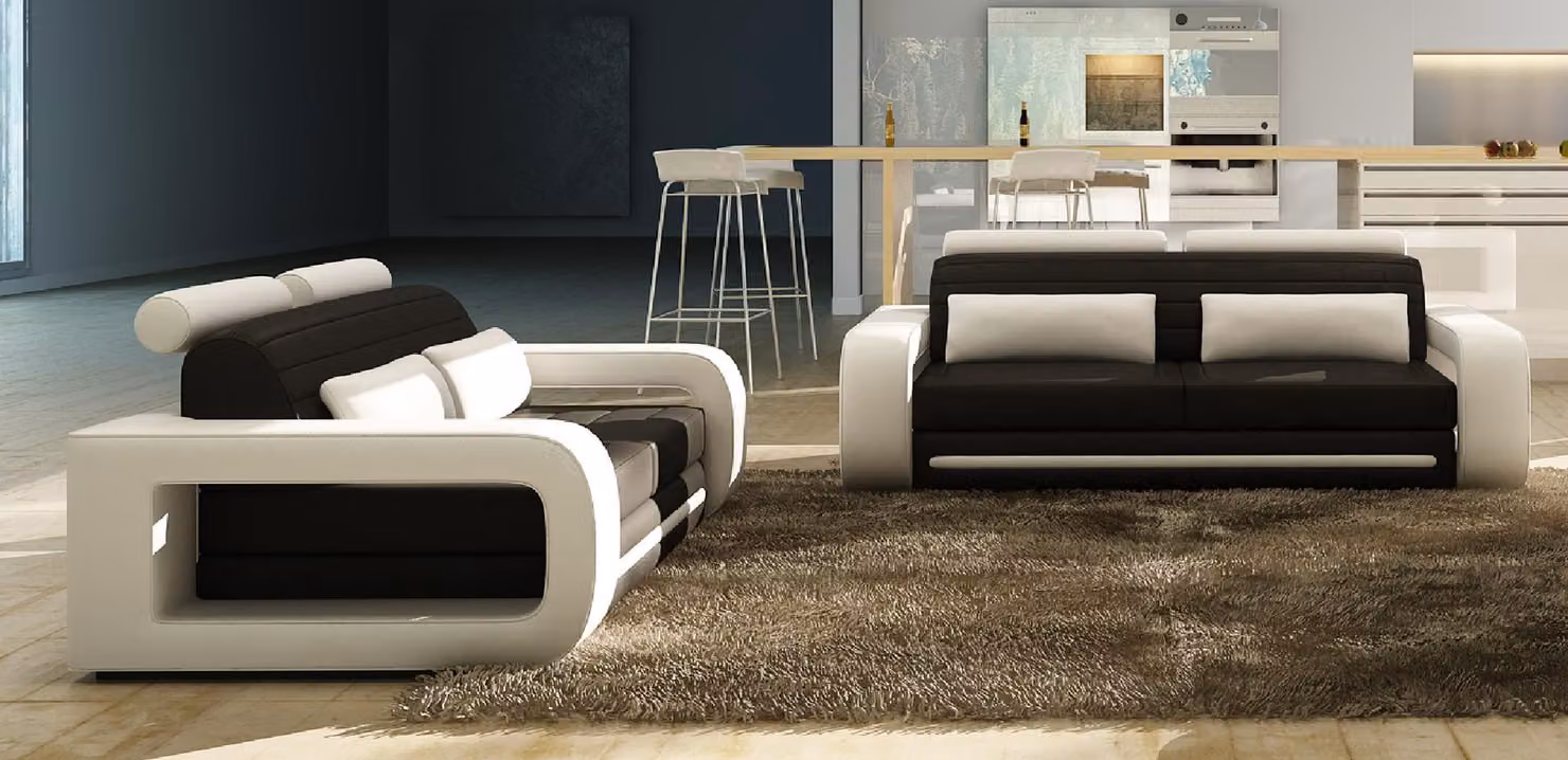 Ledersofa Couch Wohnlandschaft 3+2 Sitzer Design Modern Sofa Sofagarnitur Set