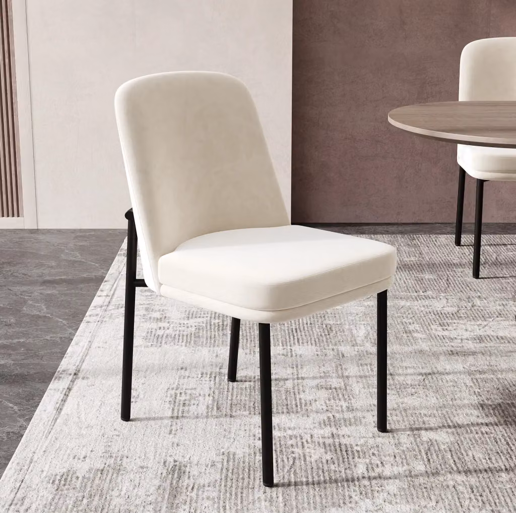 Set di 2 sedie da pranzo MODFU in velluto beige con struttura in metallo nero in stile moderno – 2