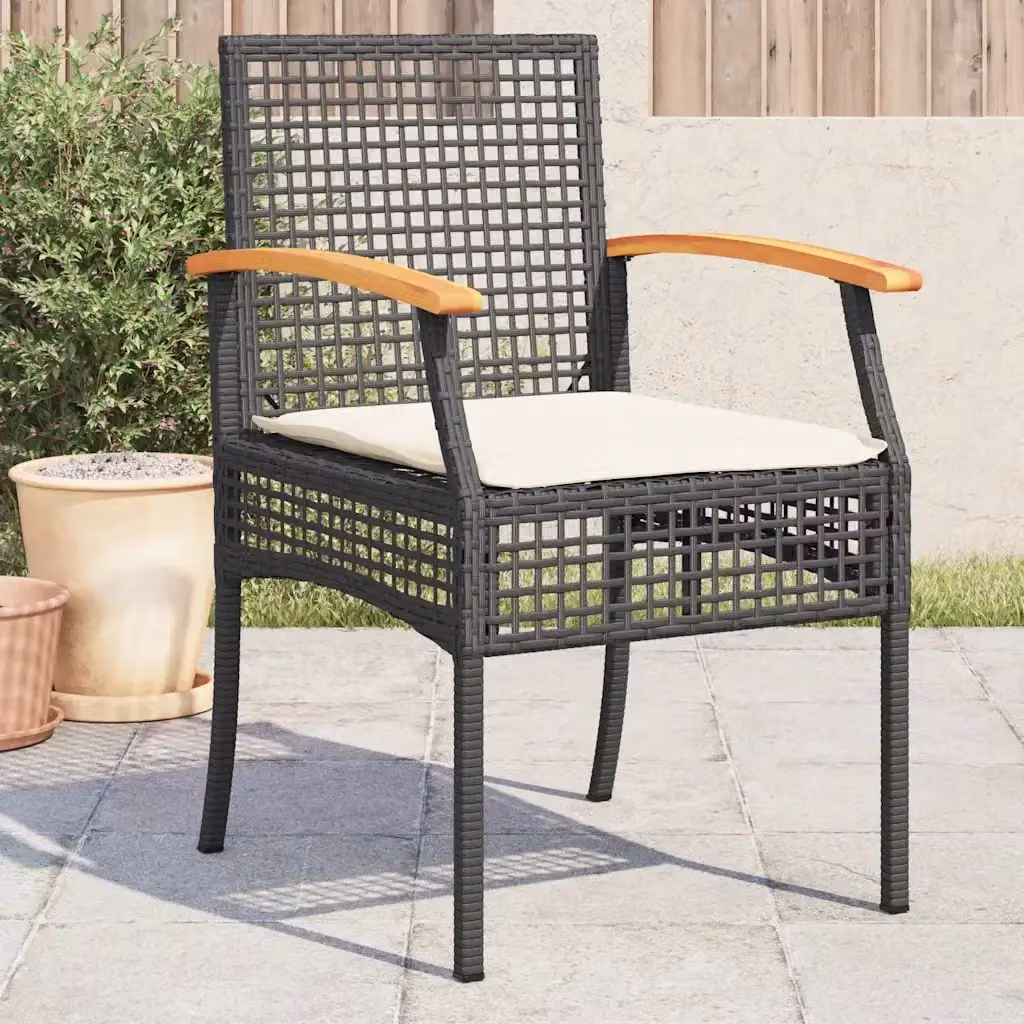 Set di 4 sedie da giardino moderne in polyrattan e legno di acacia con cuscini inclusi – 2