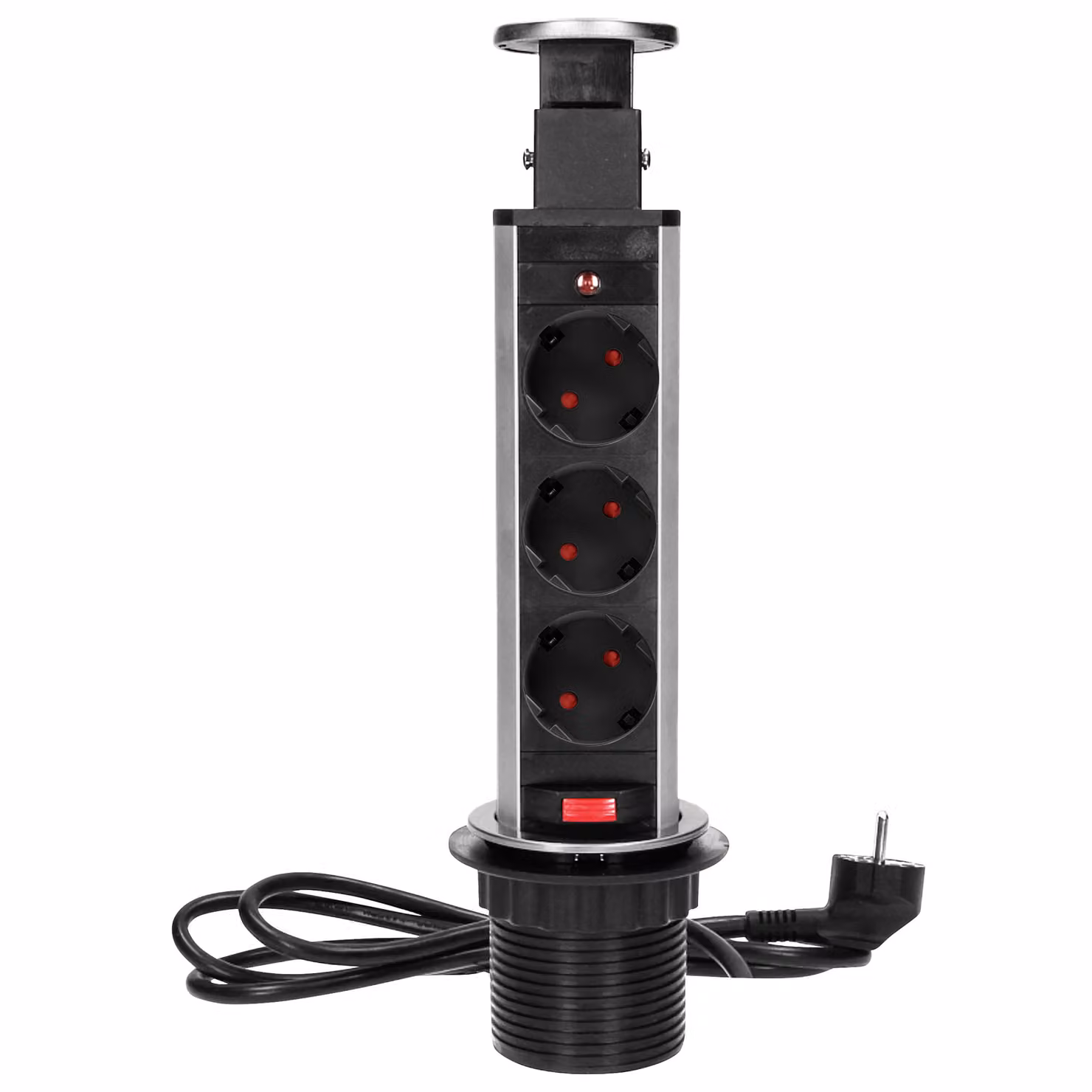 Presa da tavolo da incasso, torretta Ø 6cm a 3 vie, acciaio inox INOX, 3600W