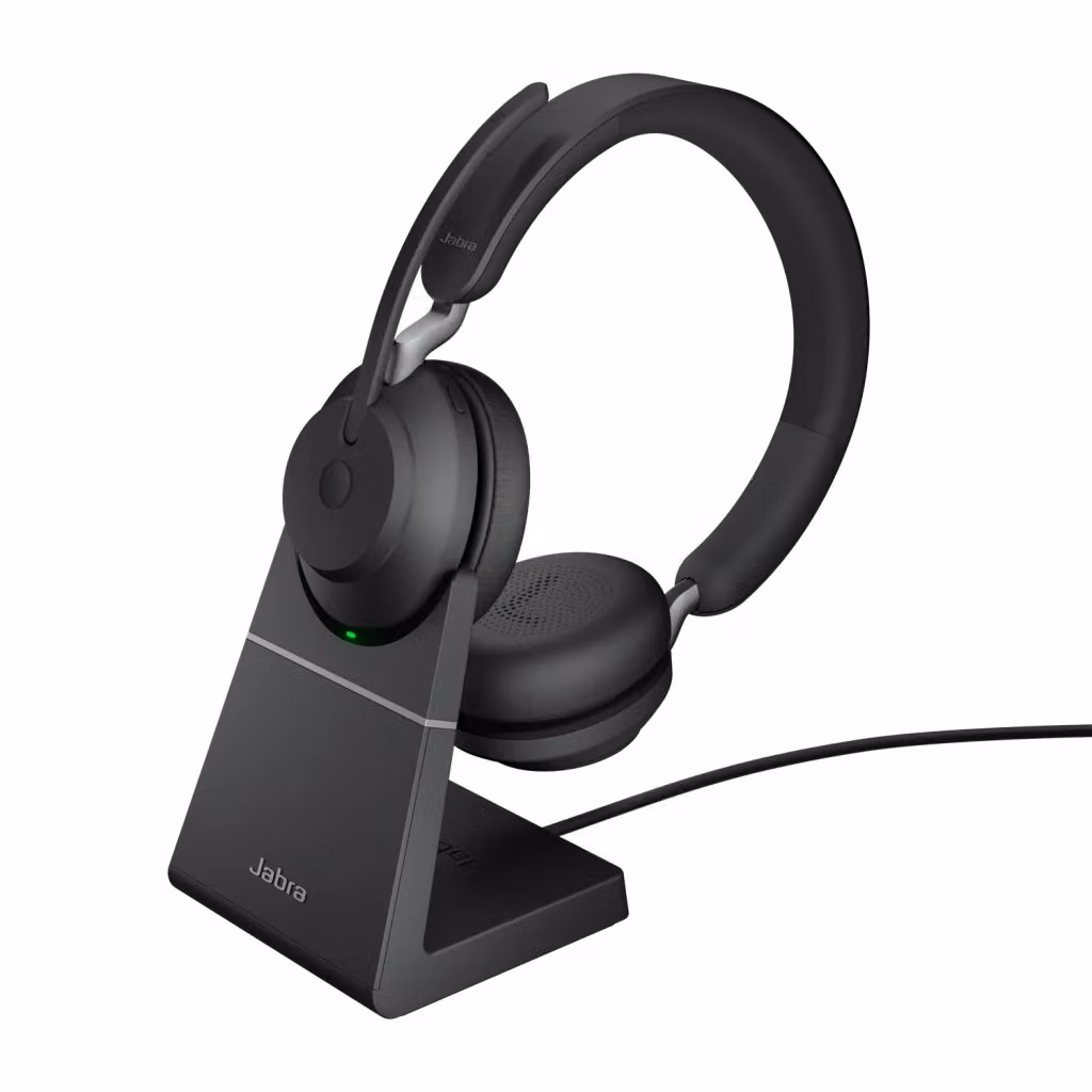 Auricolare wireless Jabra Evolve2 65 over-ear con base di ricarica, Bluetooth e USB-A, nero – 2
