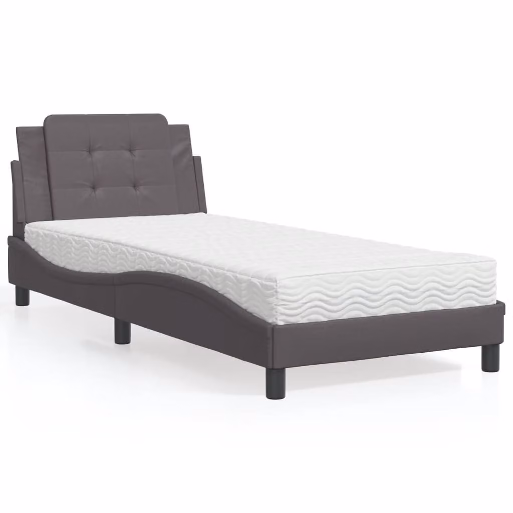 Letto con Materasso Zadar vidaXL in Similpelle Grigio L: 80 cm, P: 200 cm
