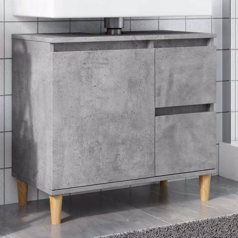 Mobile Lavabo da Bagno vidaXL Grigio Rovere con Ante e Cassetti L: 65 cm, P: 33 cm, H: 60 cm