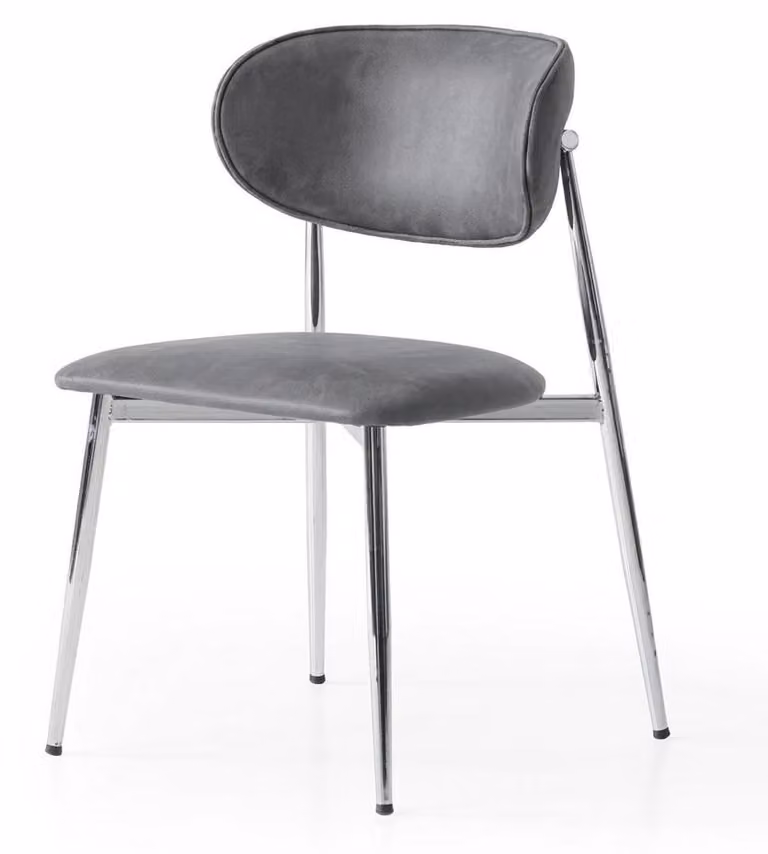 Sedia grigia, confortevole, imbottita, con rivestimento in tessuto, aspetto metallico, design moderno, stabile, di alta qualità